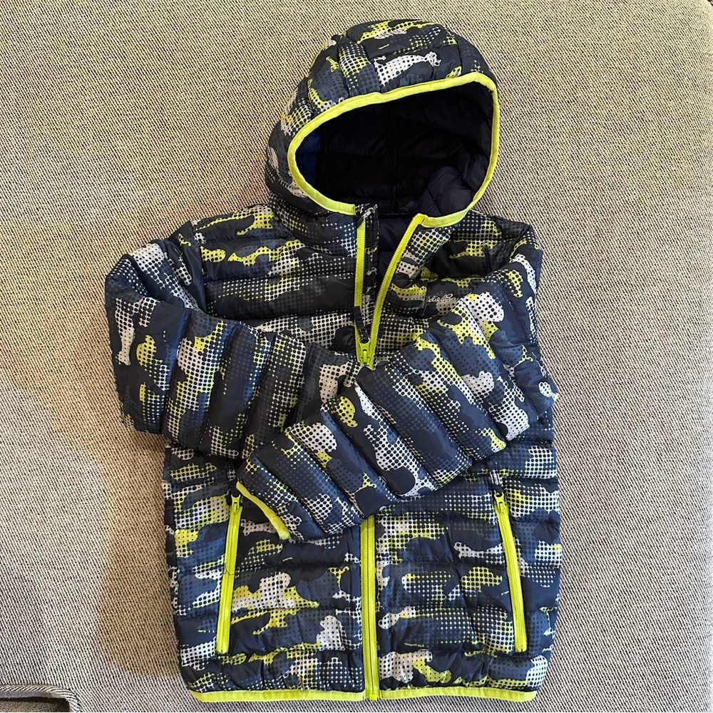 Eddie Bauer Boys' Down Hooded Jacket - Quilted Puffer